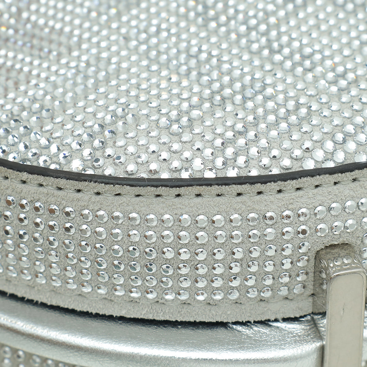 Fendi Silver Nano Fendigraphy Crystal Embellished Bag