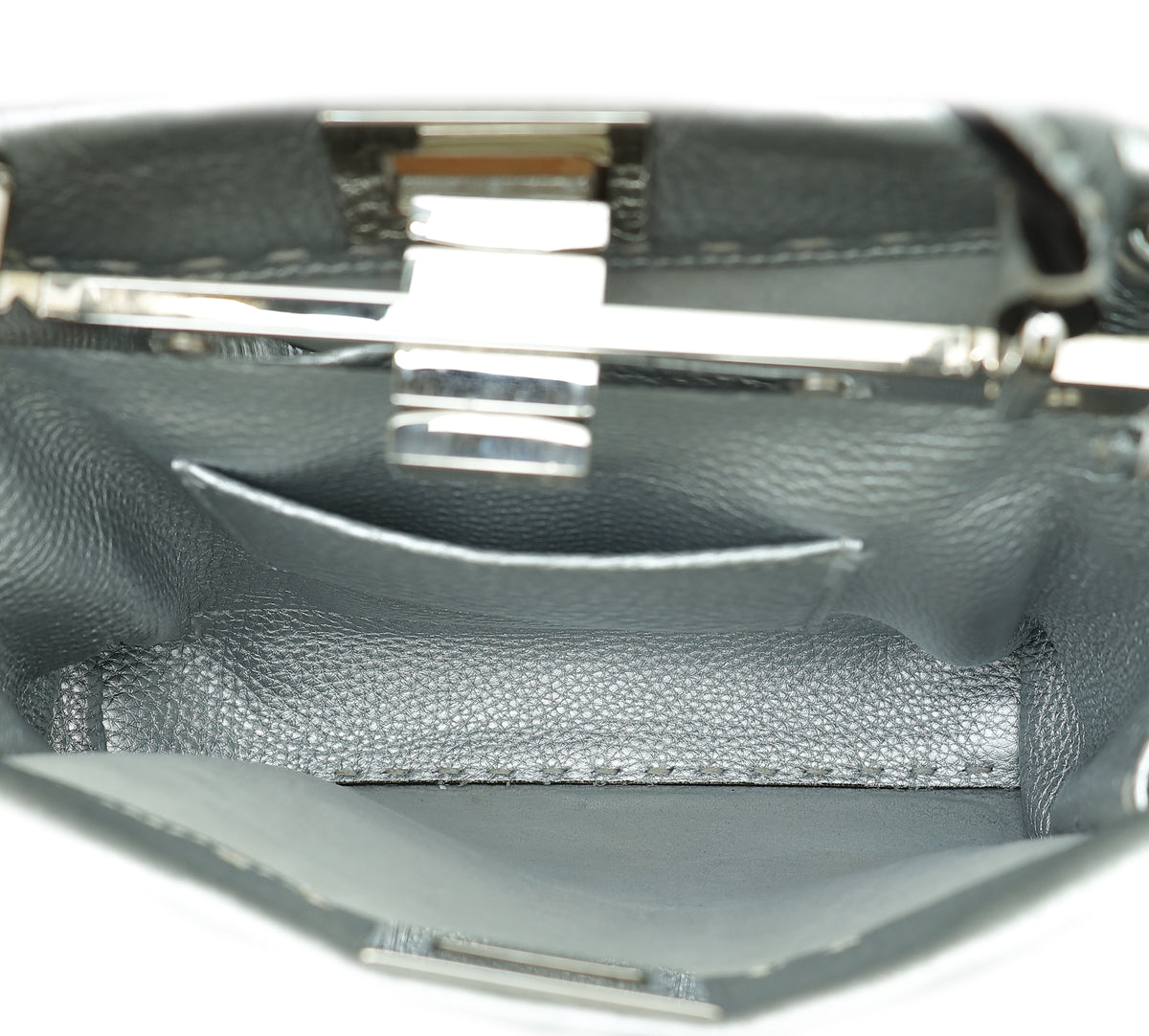 Fendi Metallic Silver Selleria Mini Peekaboo Bag