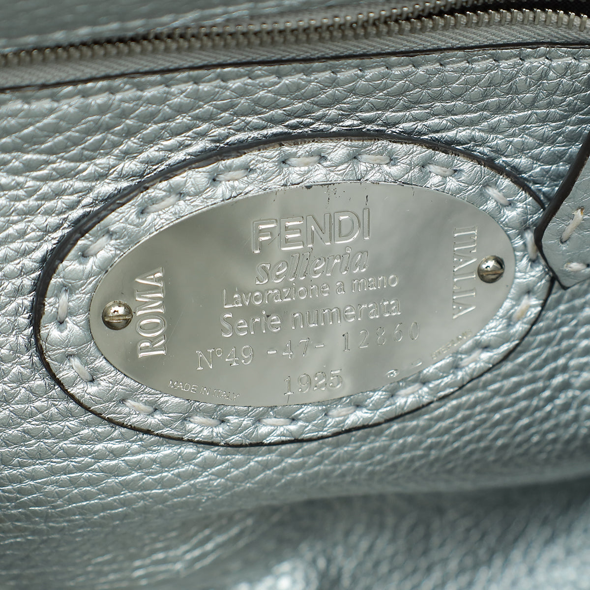 Fendi Metallic Silver Selleria Mini Peekaboo Bag