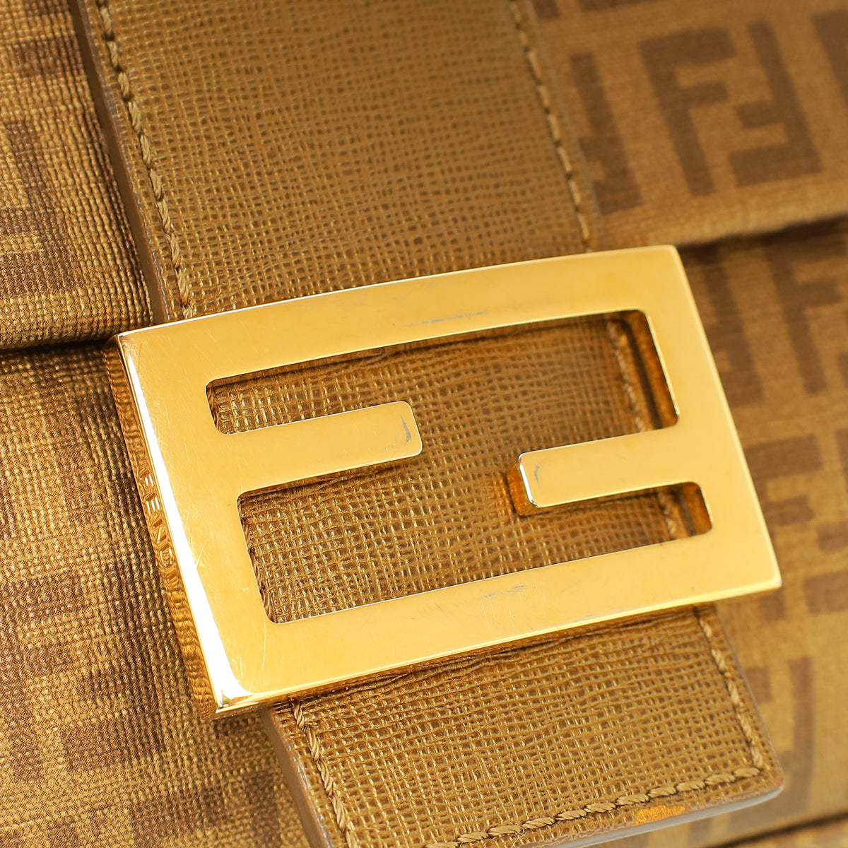 Fendi Metallic Gold Zucchino Mama Baguette Bag