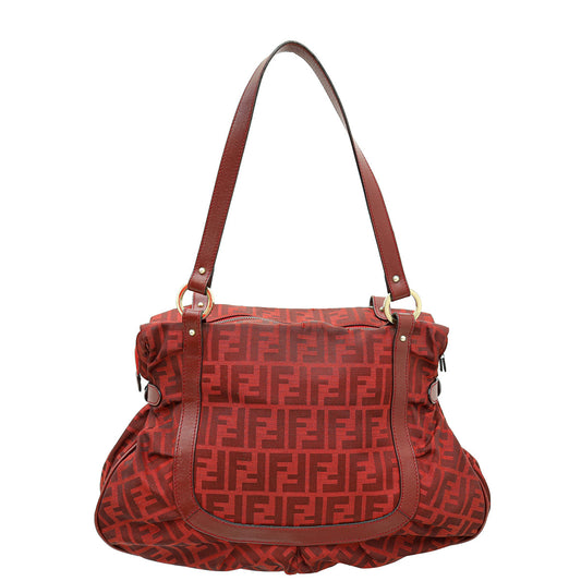 Fendi Red FF Zucca Chef Large Shoulder Bag