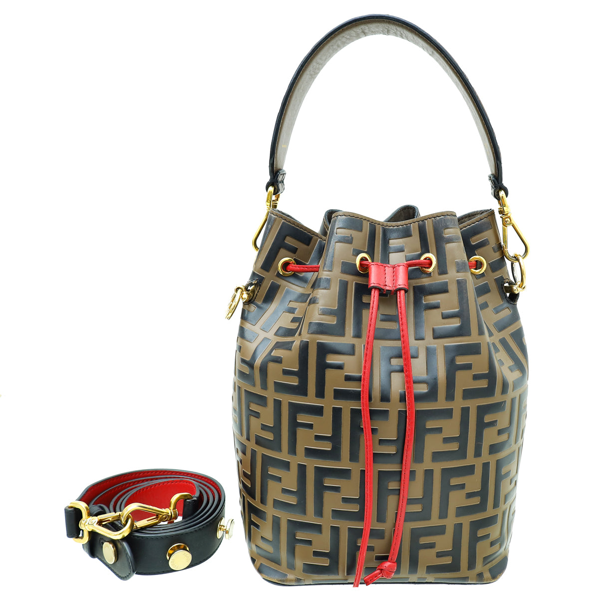 Fendi Bicolor FF Zucca Embossed Mon Tresor Small Bucket Bag