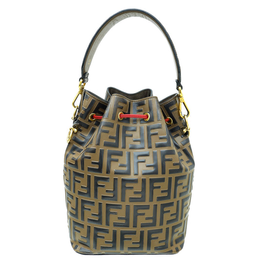 Fendi Bicolor FF Zucca Embossed Mon Tresor Small Bucket Bag