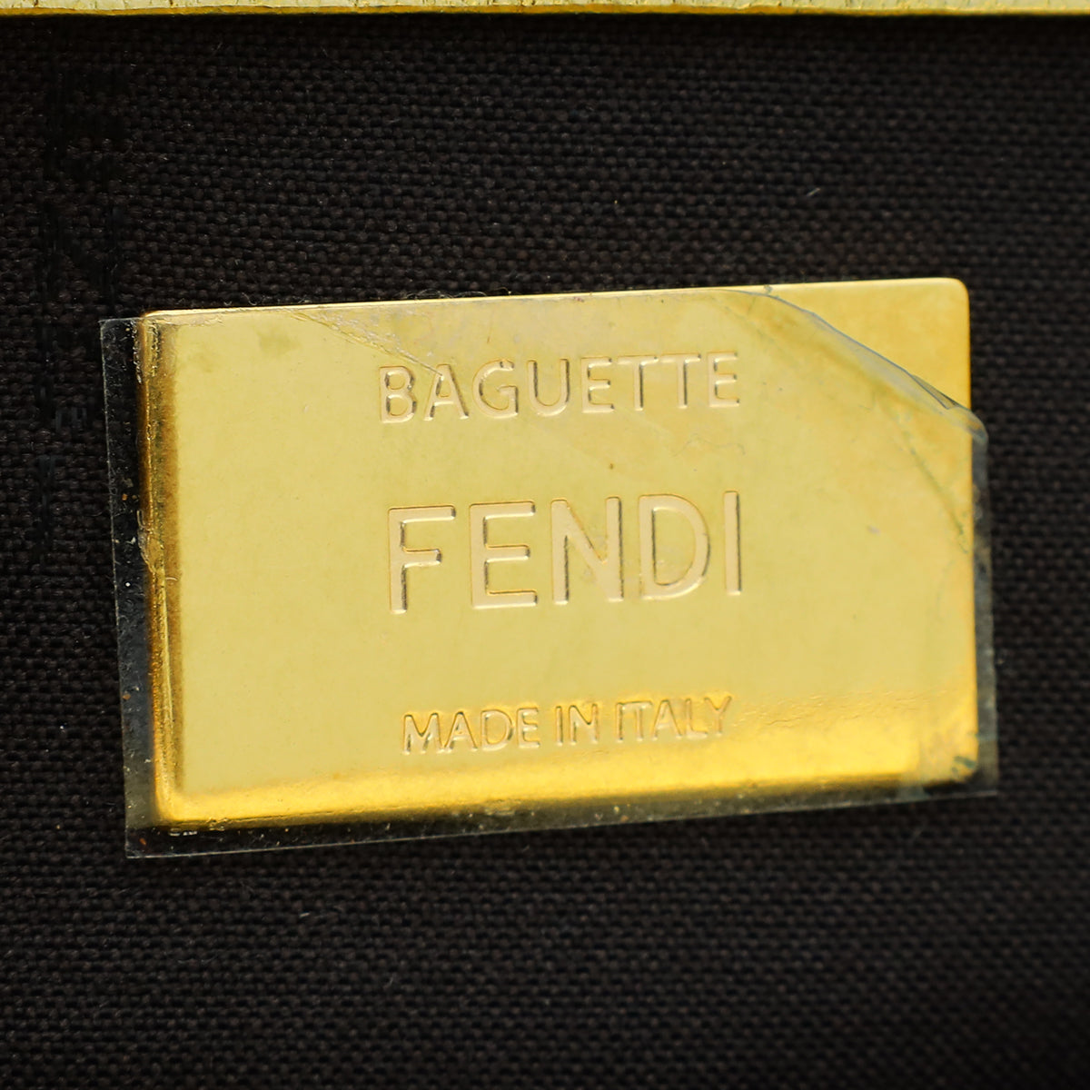 Fendi Gold FF Embossed Baguette Medium Bag