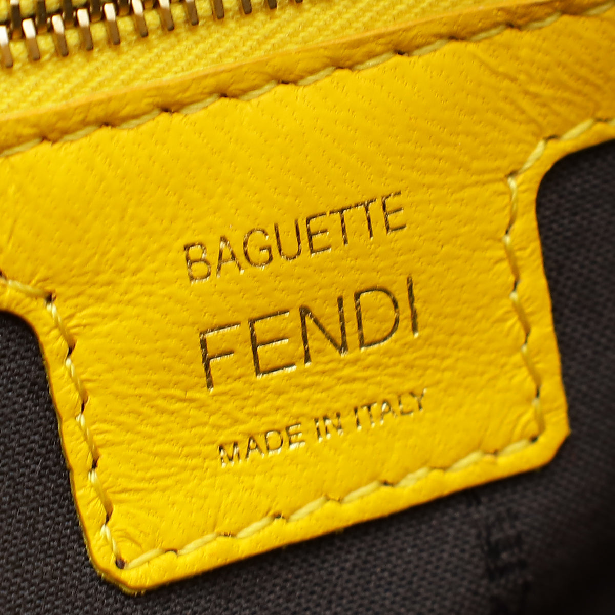 Fendi Yellow FF Embossed Baguette Medium Bag