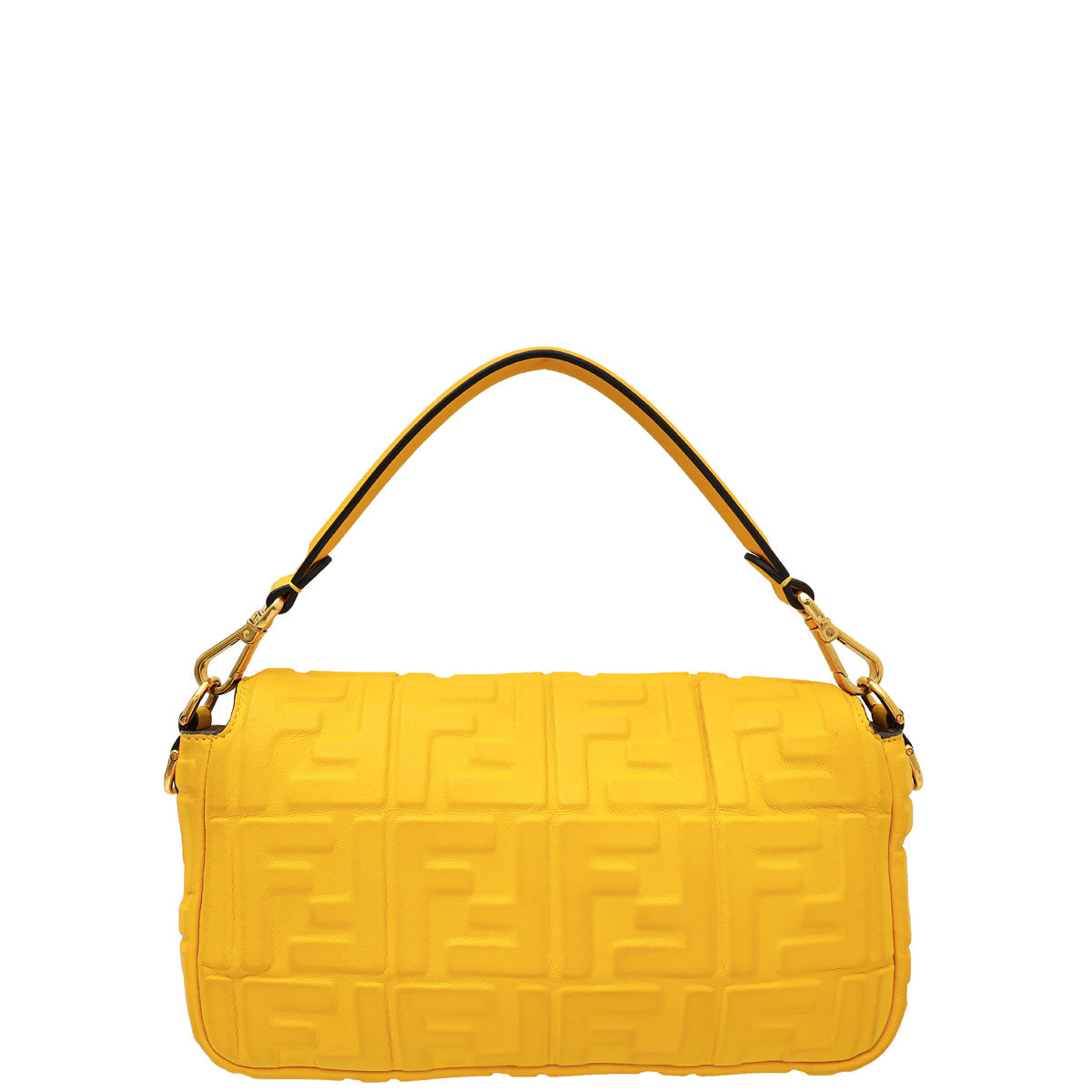 Fendi Yellow FF Embossed Baguette Medium Bag