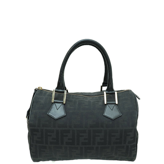 Fendi Black Zucca Boston Small Bag