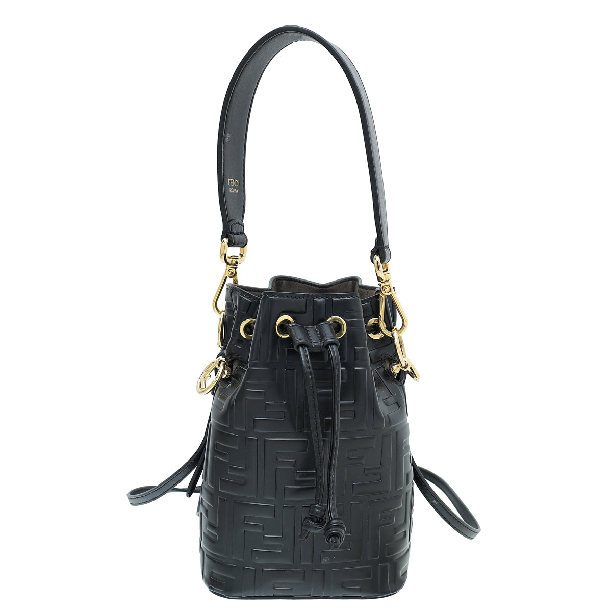 Fendi Black FF Embossed Mon Tresor Mini Bucket Bag