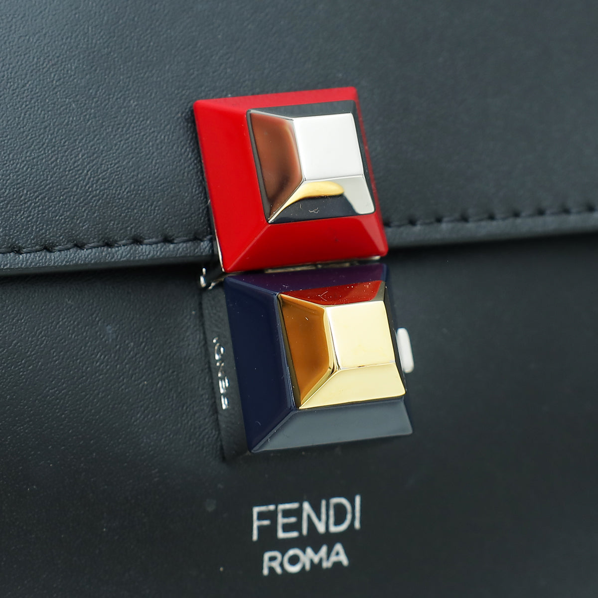 Fendi Black Kan I Stud Flap Small Shoulder Bag