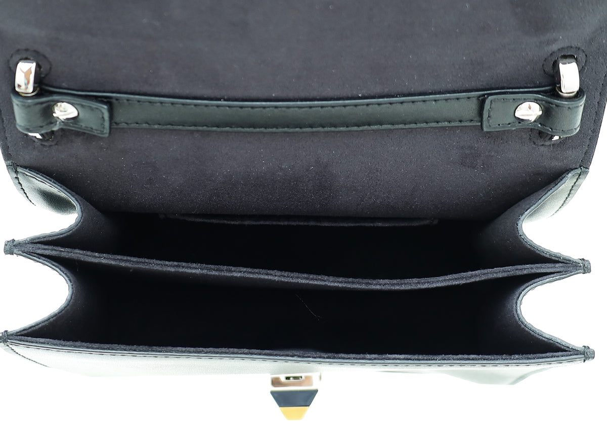 Fendi Black Kan I Stud Flap Small Shoulder Bag