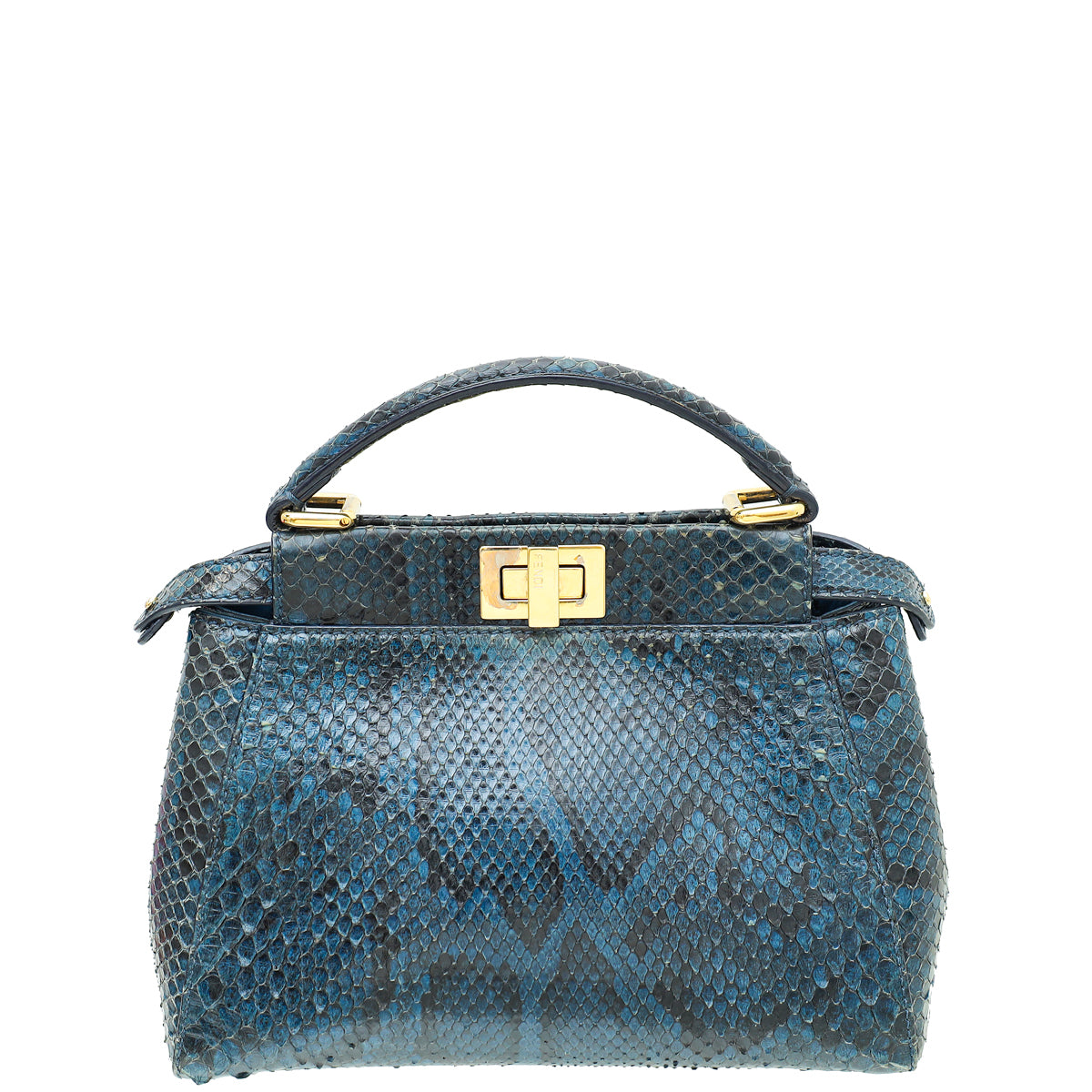 Fendi Navy Blue Python Peekaboo Mini Bag