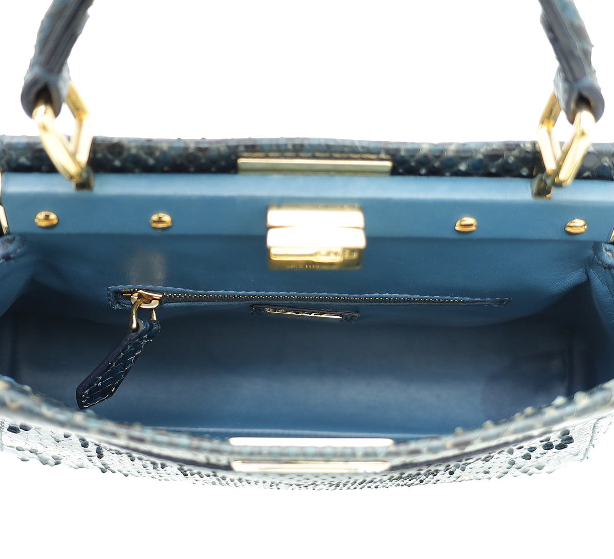 Fendi Navy Blue Python Peekaboo Mini Bag