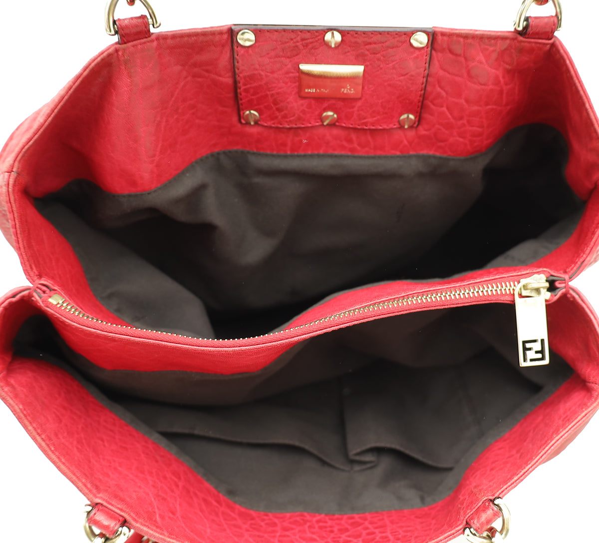 Fendi Red Mia Large Tote Bag