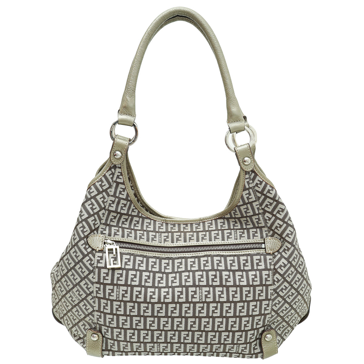 Fendi Metallic Grey Zucchino Shoulder Bag