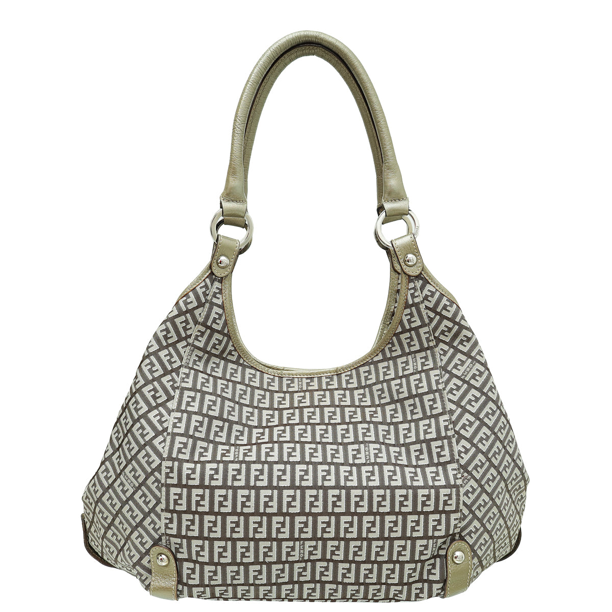 Fendi Metallic Grey Zucchino Shoulder Bag