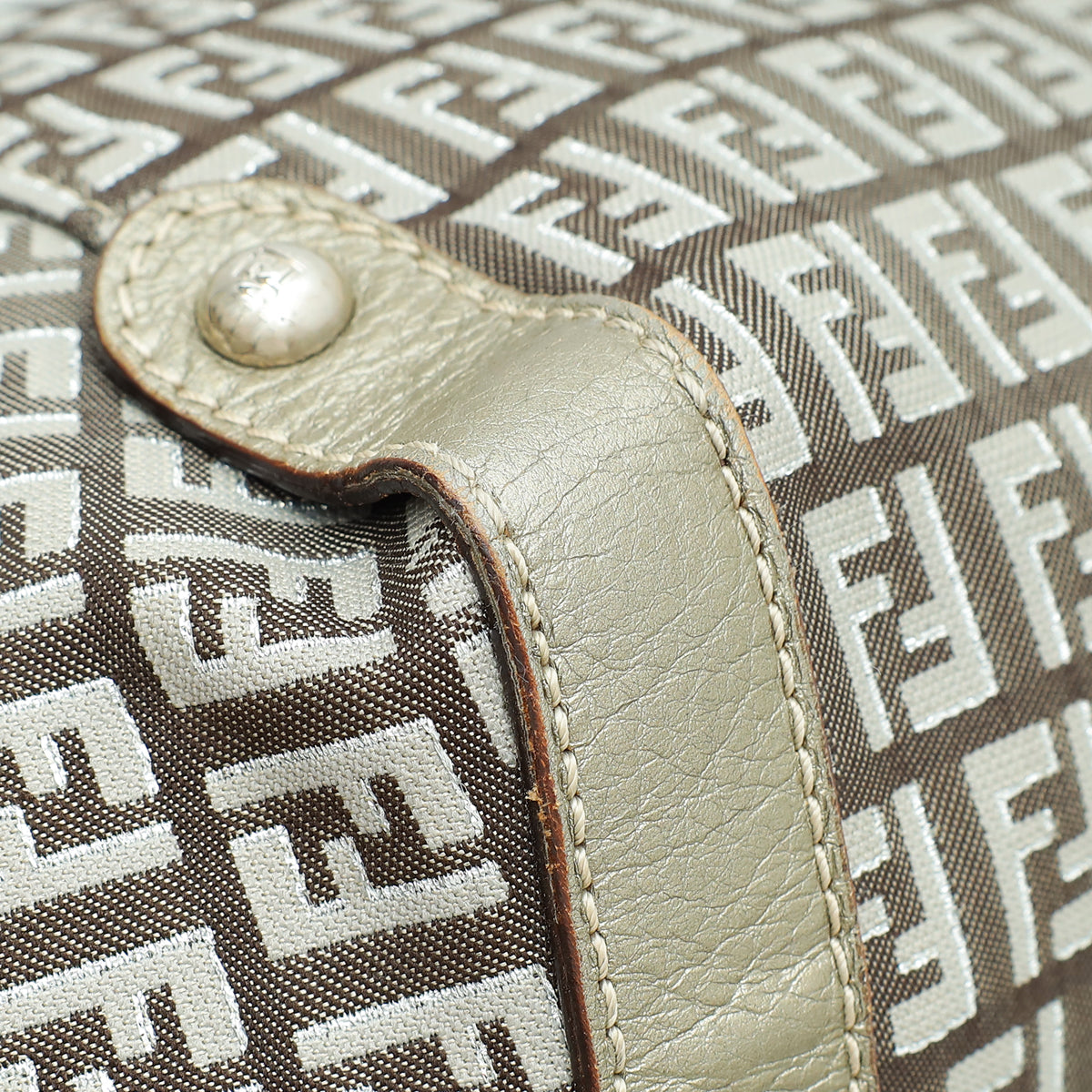 Fendi Metallic Grey Zucchino Shoulder Bag