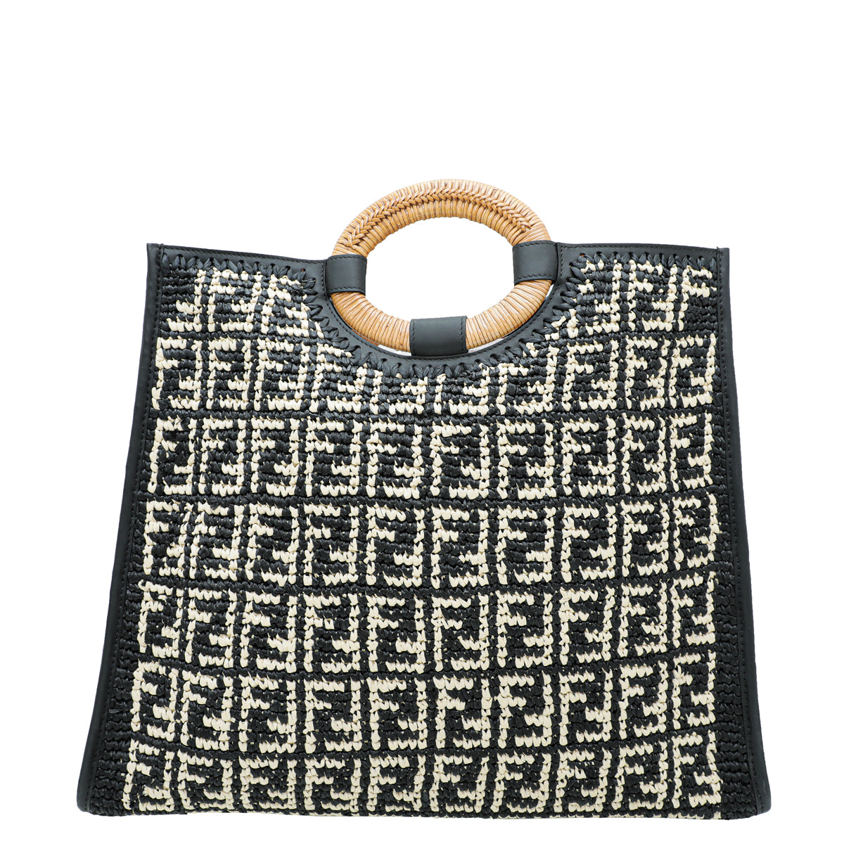 Fendi Bicolor Raffia Runaway Shopping Large Bag