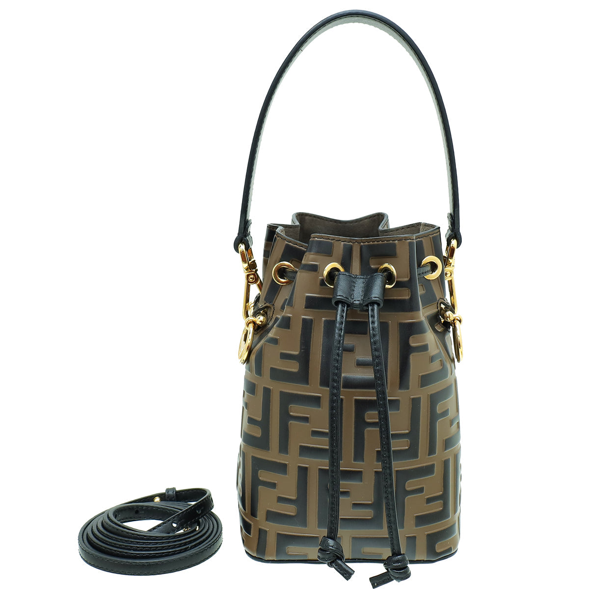 Fendi Bicolor FF Zucca Embossed Mon Tresor Mini Bucket Bag