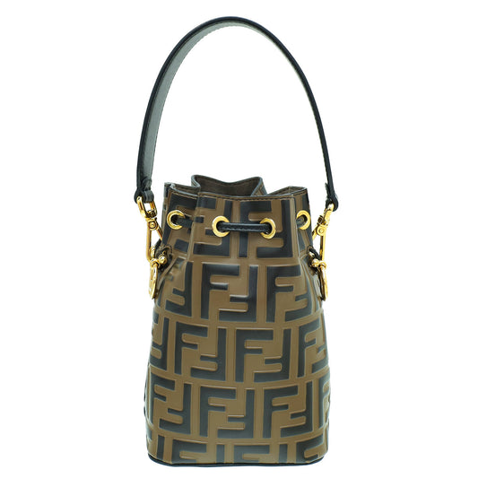 Fendi Bicolor FF Zucca Embossed Mon Tresor Mini Bucket Bag