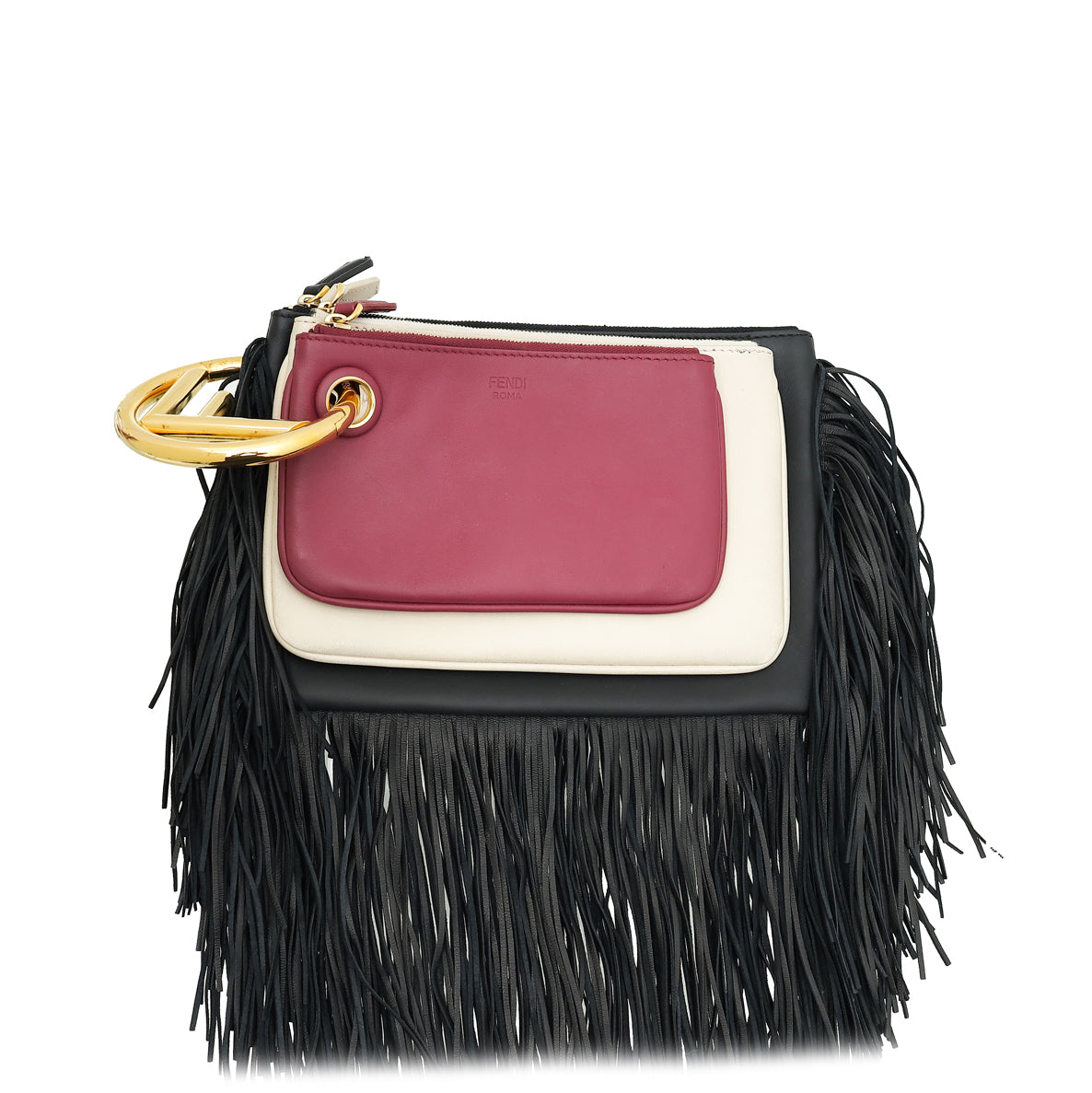 Fendi Tricolor Triplette Fringe Clutch