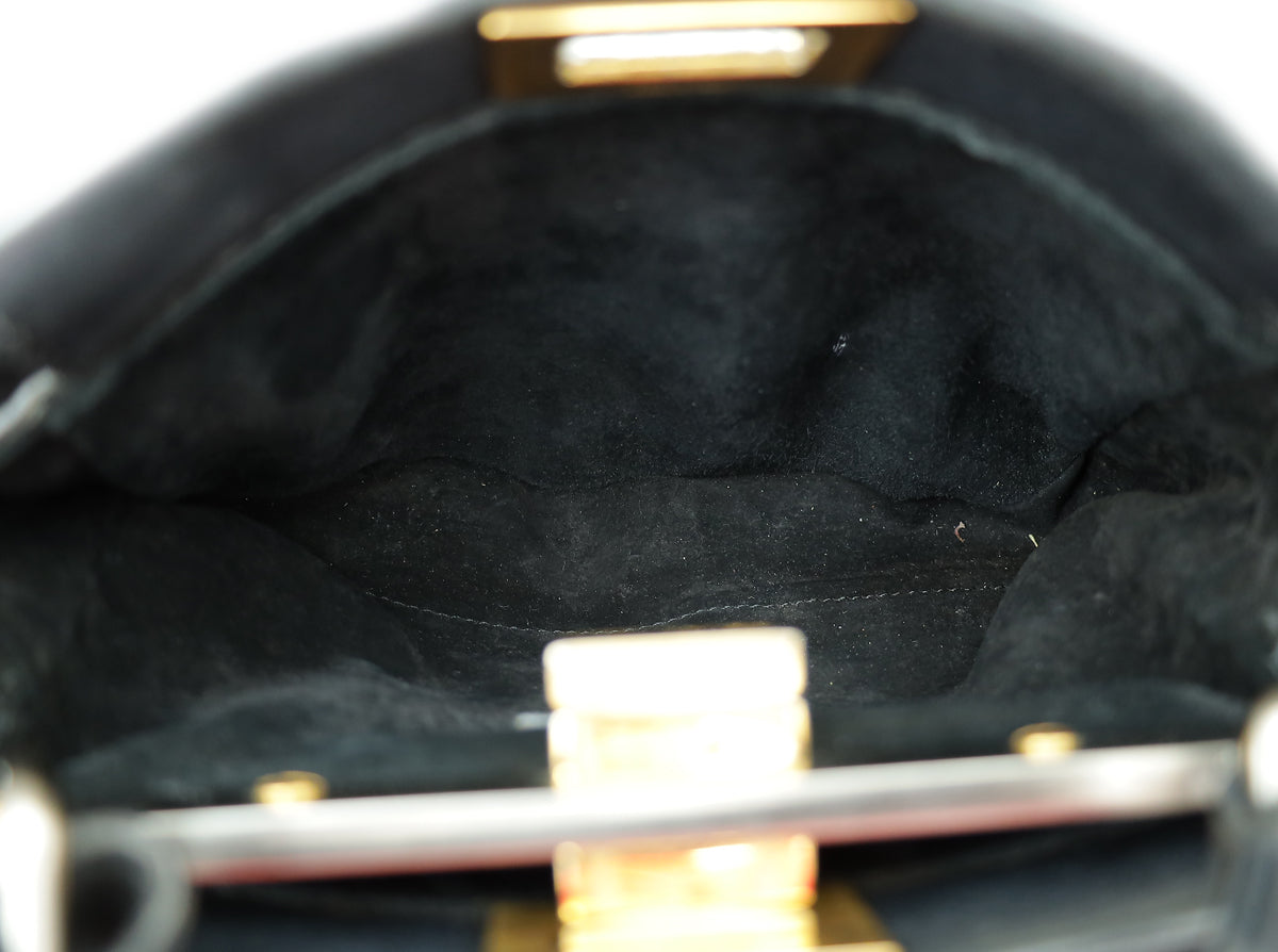 Fendi Black Mini Vitello Saddle Peekaboo Bag