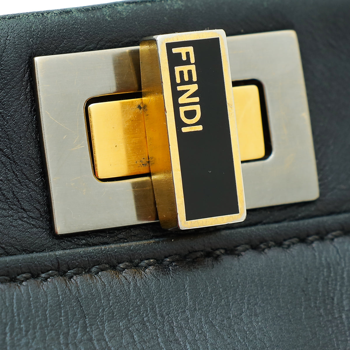 Fendi Black Mini Vitello Saddle Peekaboo Bag