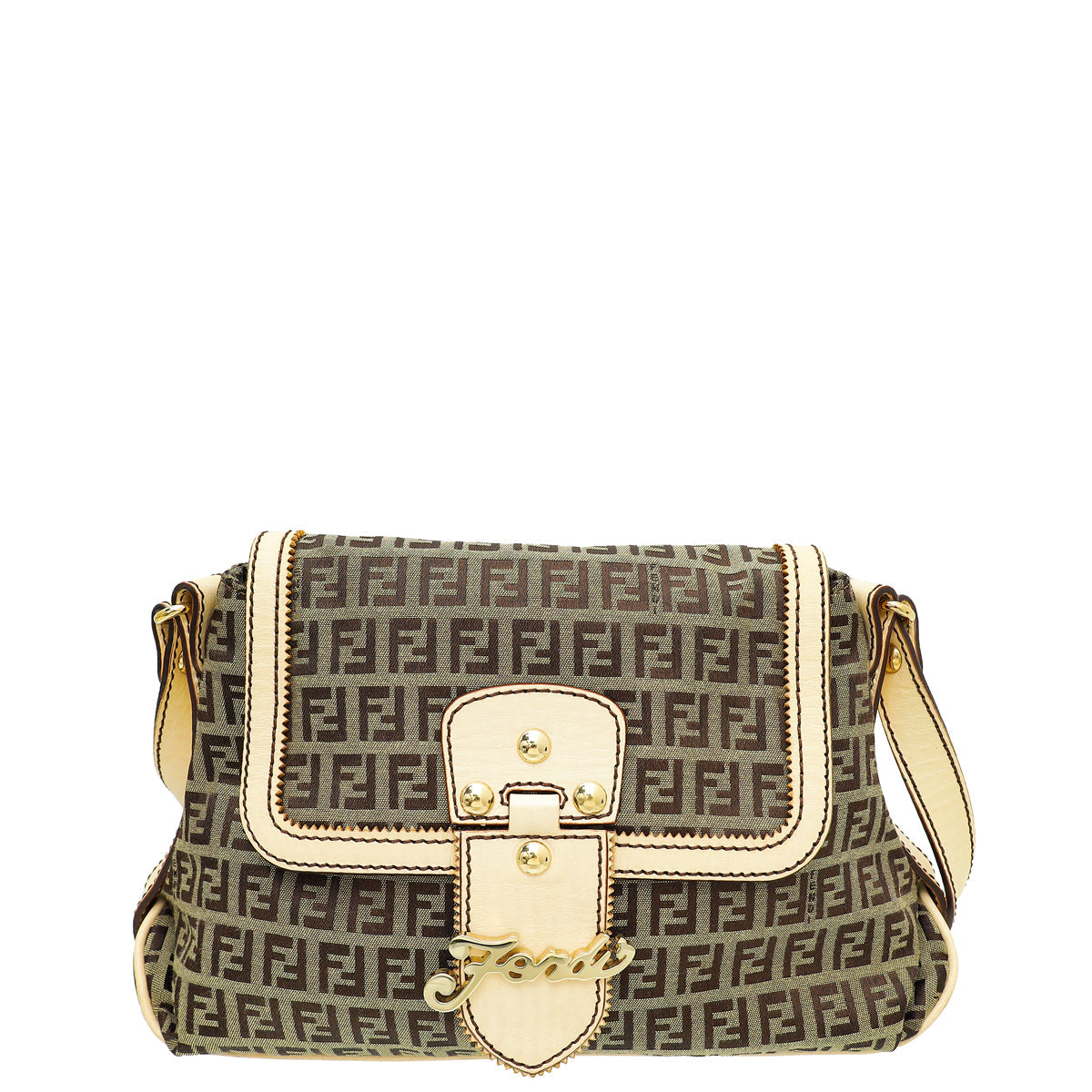 Fendi Bicolor Zucchino Flap Shoulder Bag