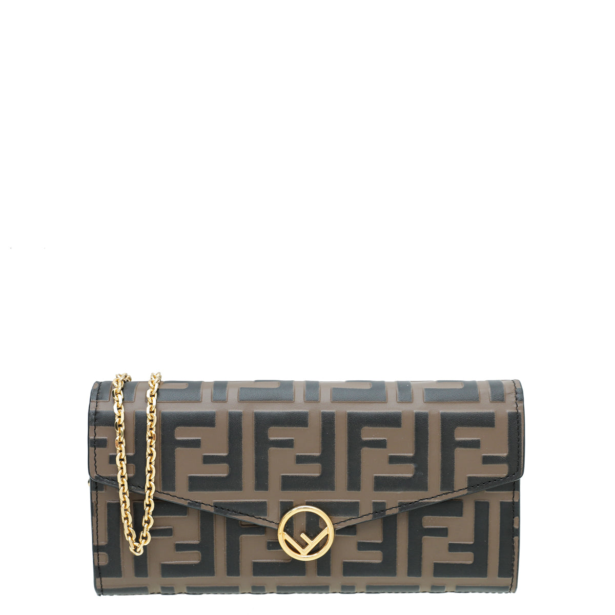 Fendi Tobacco FF Continental Chain Wallet