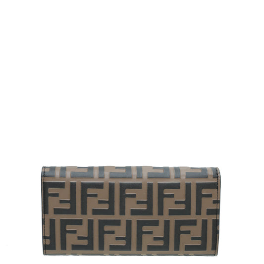 Fendi Tobacco FF Continental Chain Wallet