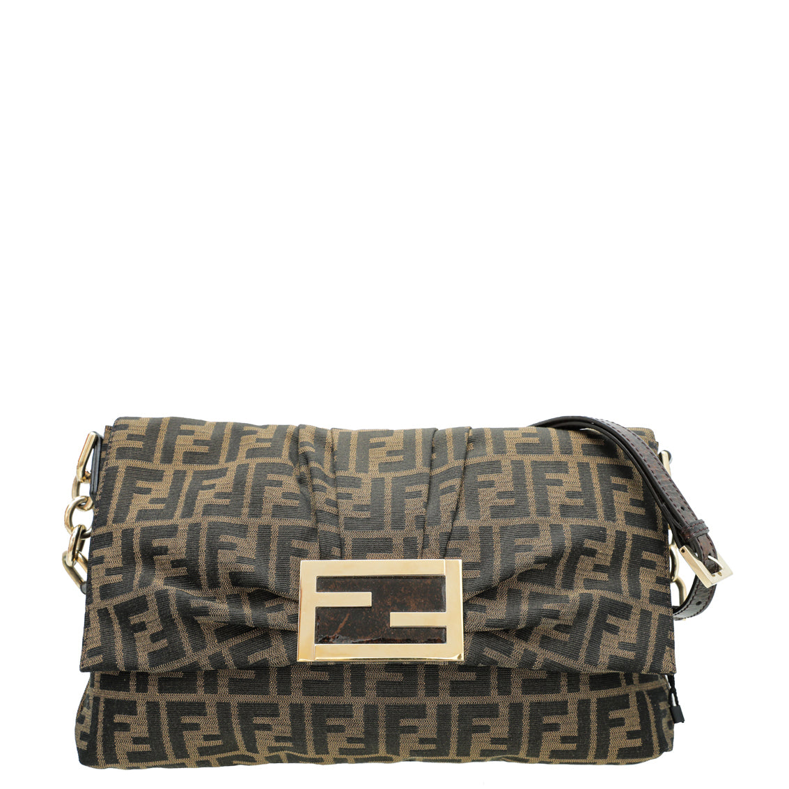 Fendi Tobacco Zucca Mia Flap Large Bag