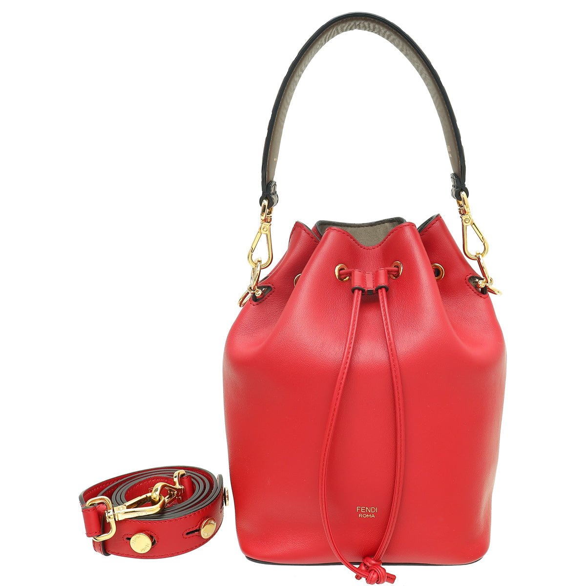 Fendi Red Mon Tresor Small Bucket Bag W/Mini Strap You