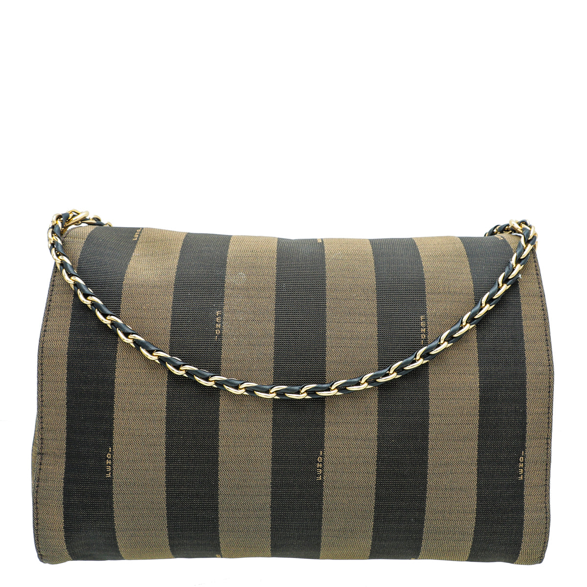 Fendi Tobacco Striped Pequin Claudia Large Bag