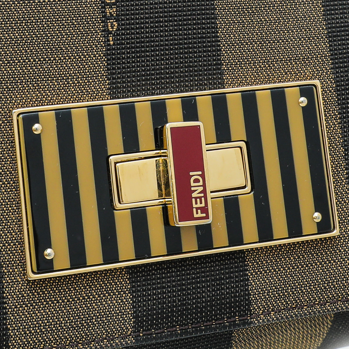 Fendi Tobacco Striped Pequin Claudia Large Bag