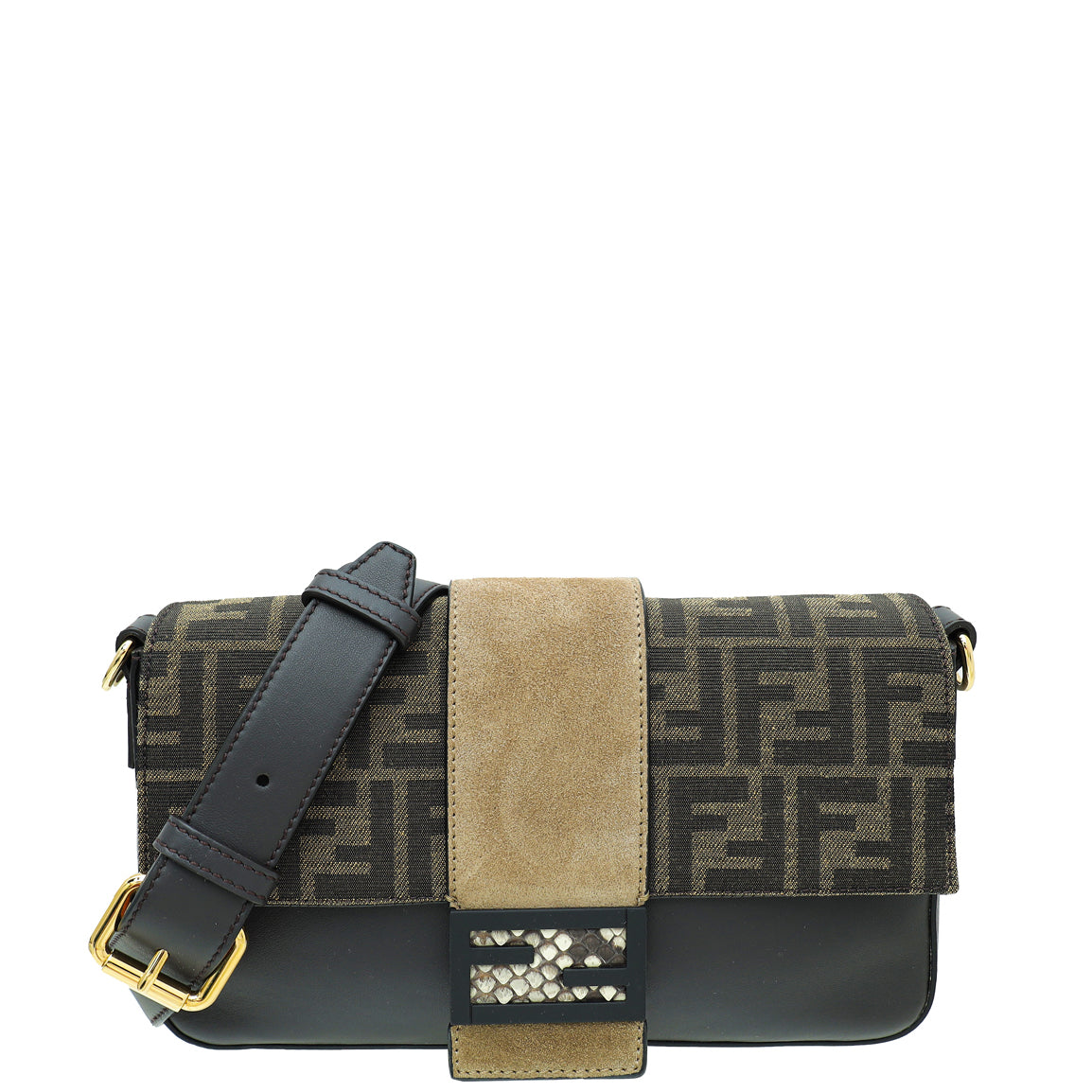 Fendi Bicolor Zucca Baguette Crossbody Bag