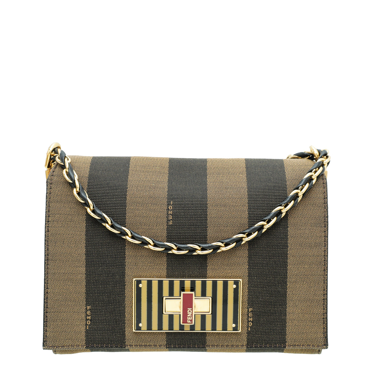 Fendi Brown Pequin Claudia Bag