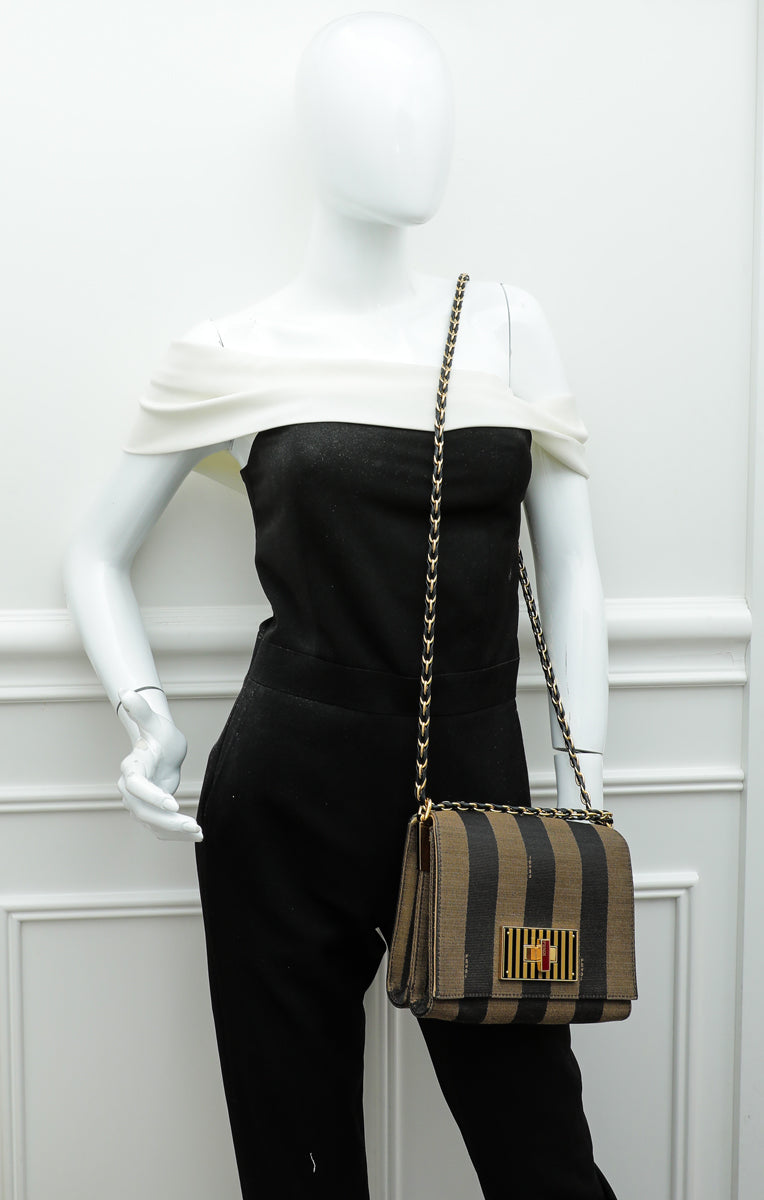 Fendi Brown Pequin Claudia Bag