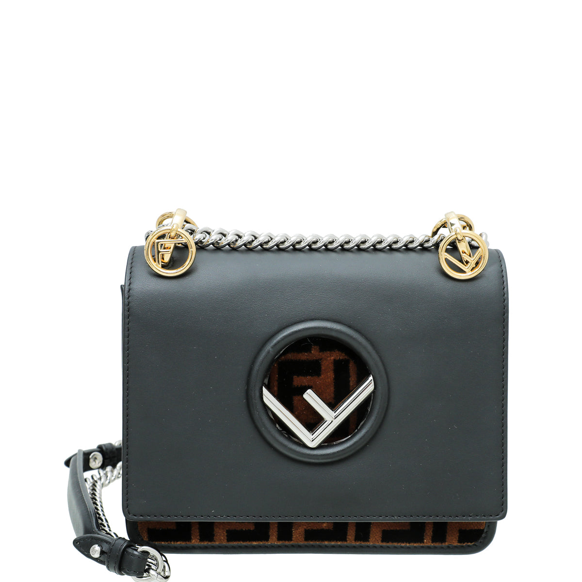 Fendi Bicolor Kan I Calfskin Velvet Small Bag