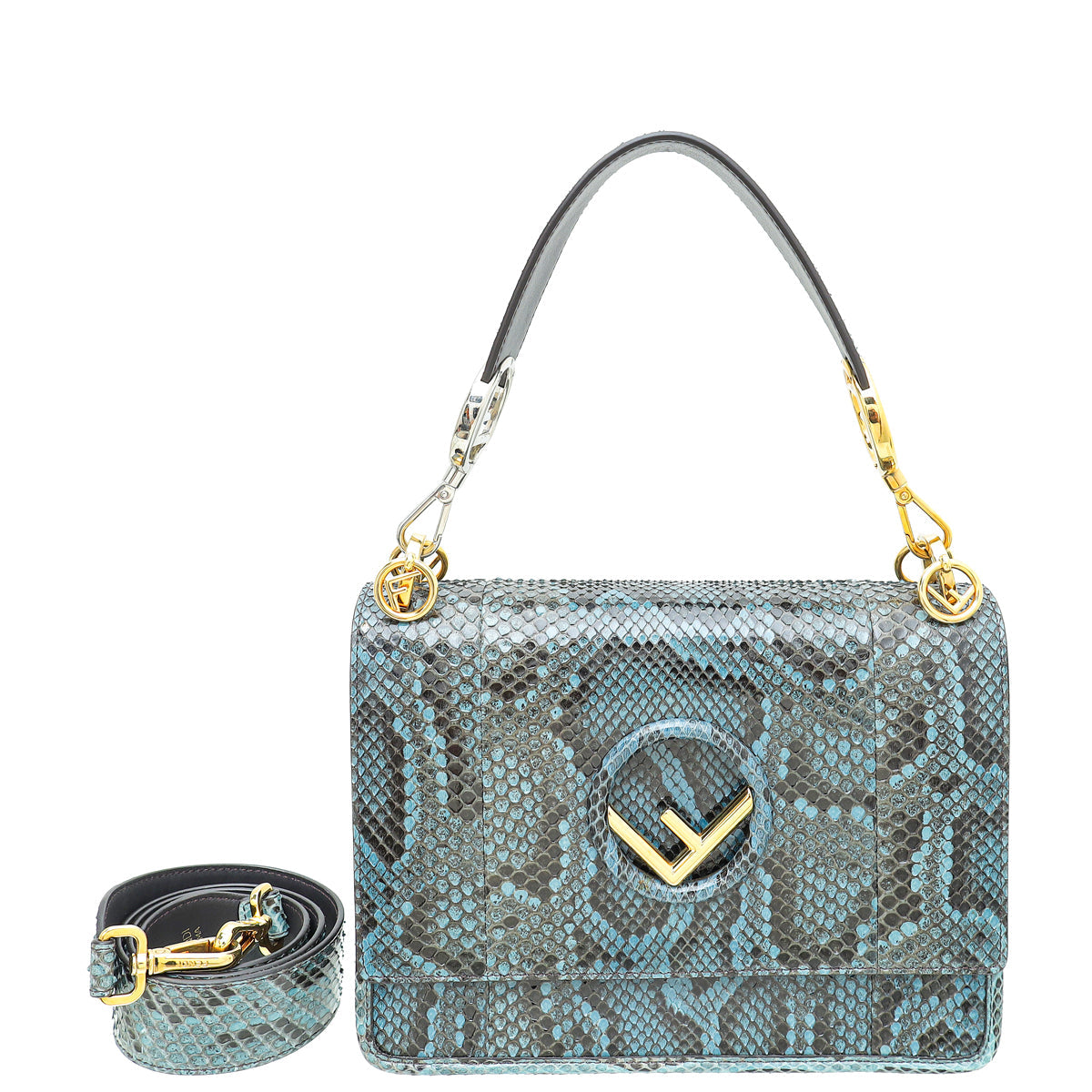 Fendi Bicolor Python Kan I Medium Bag