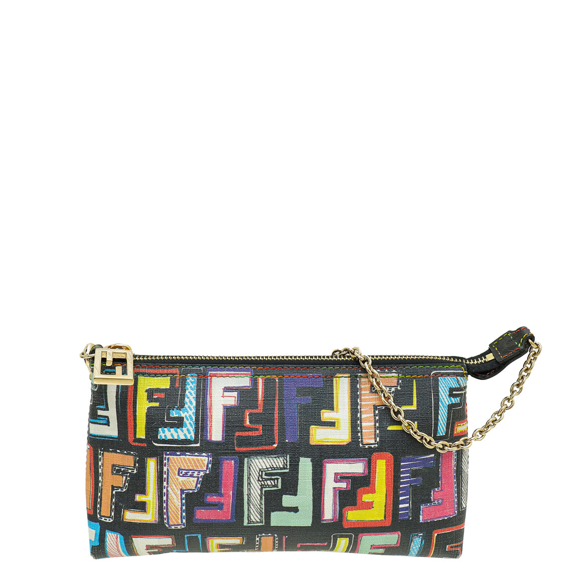 Fendi Black Multicolor Zucca Spalmati Pochette