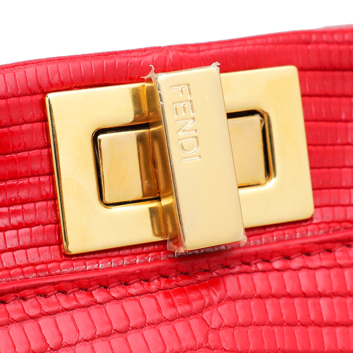 Fendi Red Lizard Iconic Peekaboo Bag