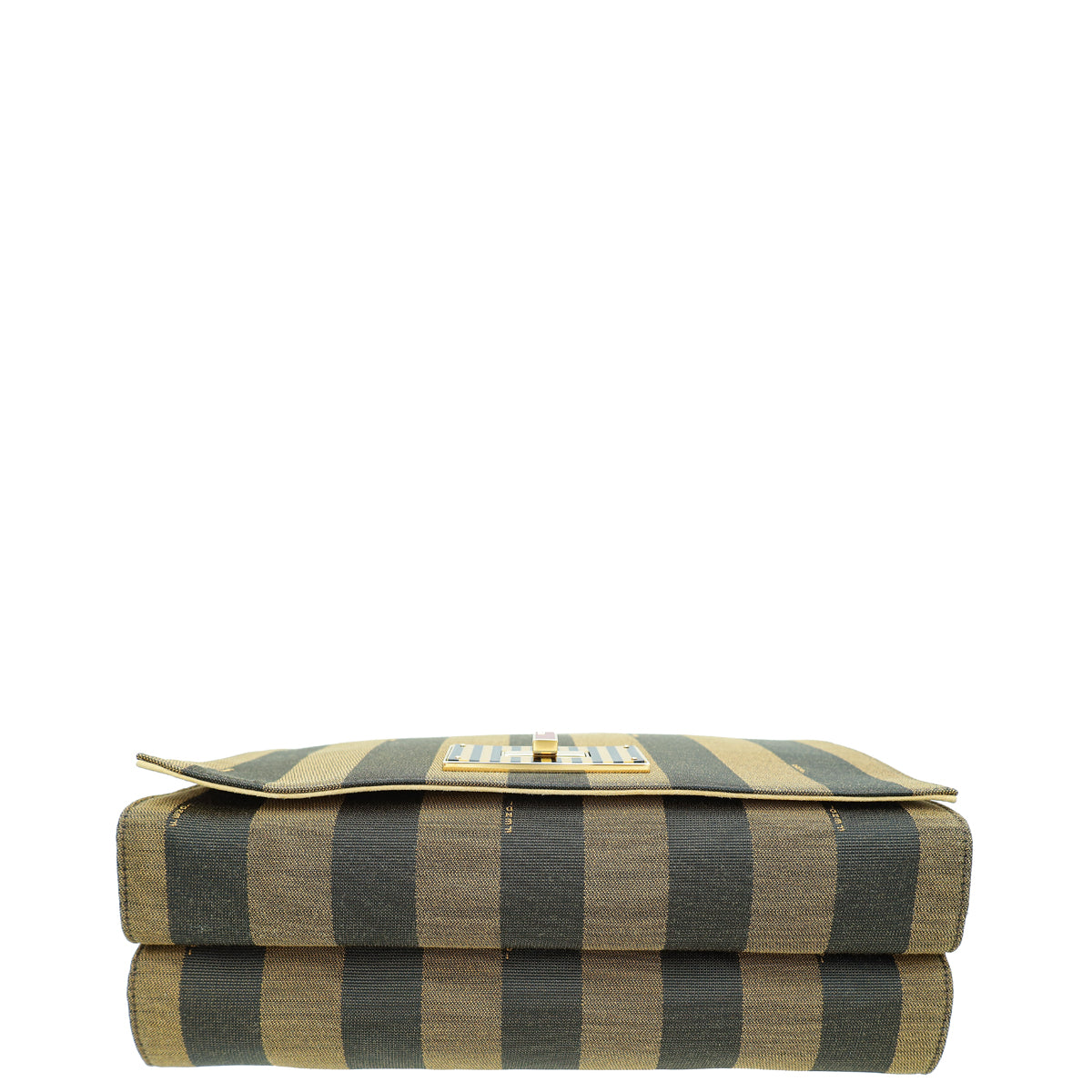 Fendi Tobacco Striped Pequin Claudia Large Bag