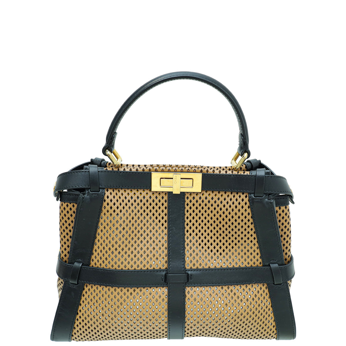 Fendi Bicolor Perforated Peekaboo Regular Bag