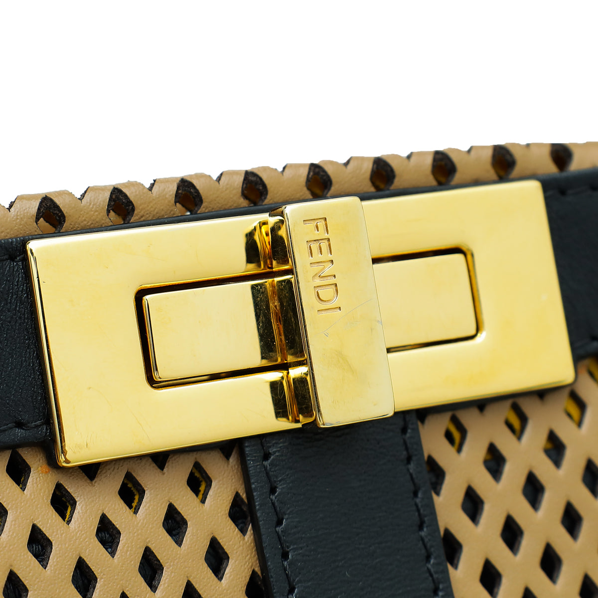 Fendi Bicolor Perforated Peekaboo Regular Bag