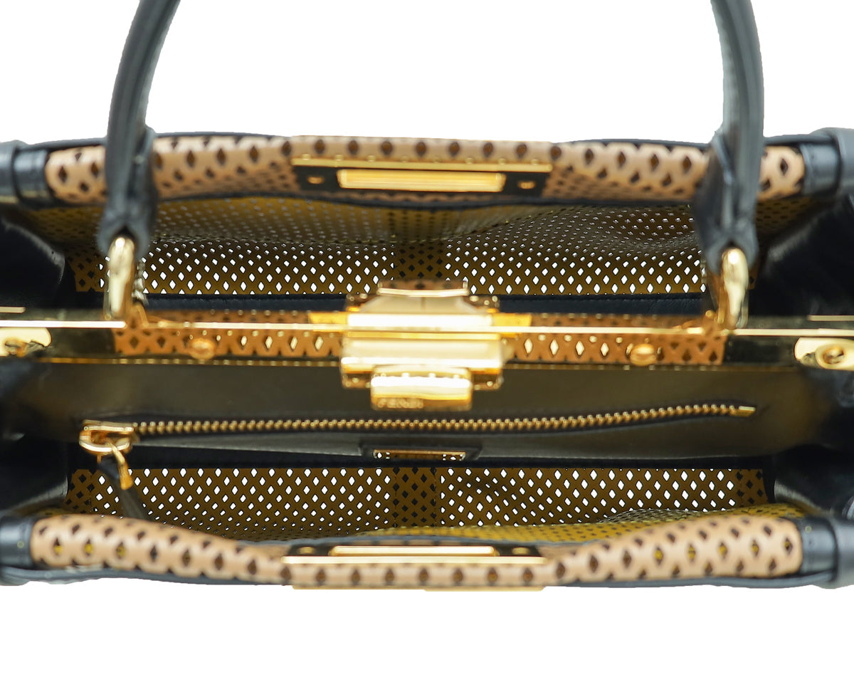 Fendi Bicolor Perforated Peekaboo Regular Bag