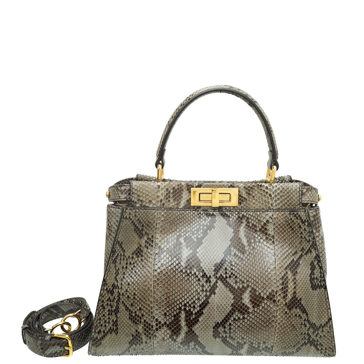 Fendi Grey Python Peekaboo Regular Bag