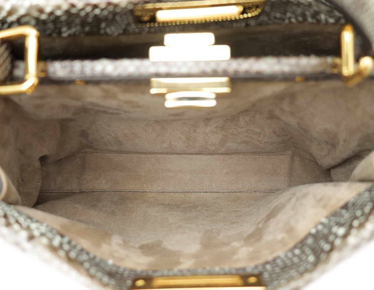 Fendi Grey Python Peekaboo Regular Bag