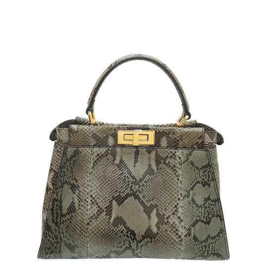 Fendi Grey Python Peekaboo Regular Bag