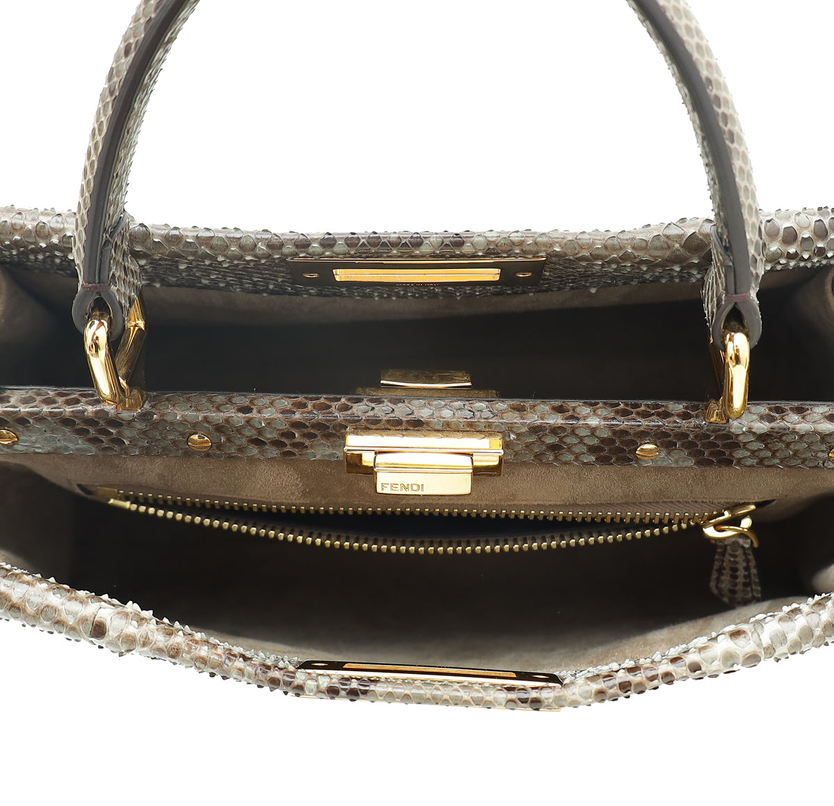 Fendi Grey Python Peekaboo Regular Bag