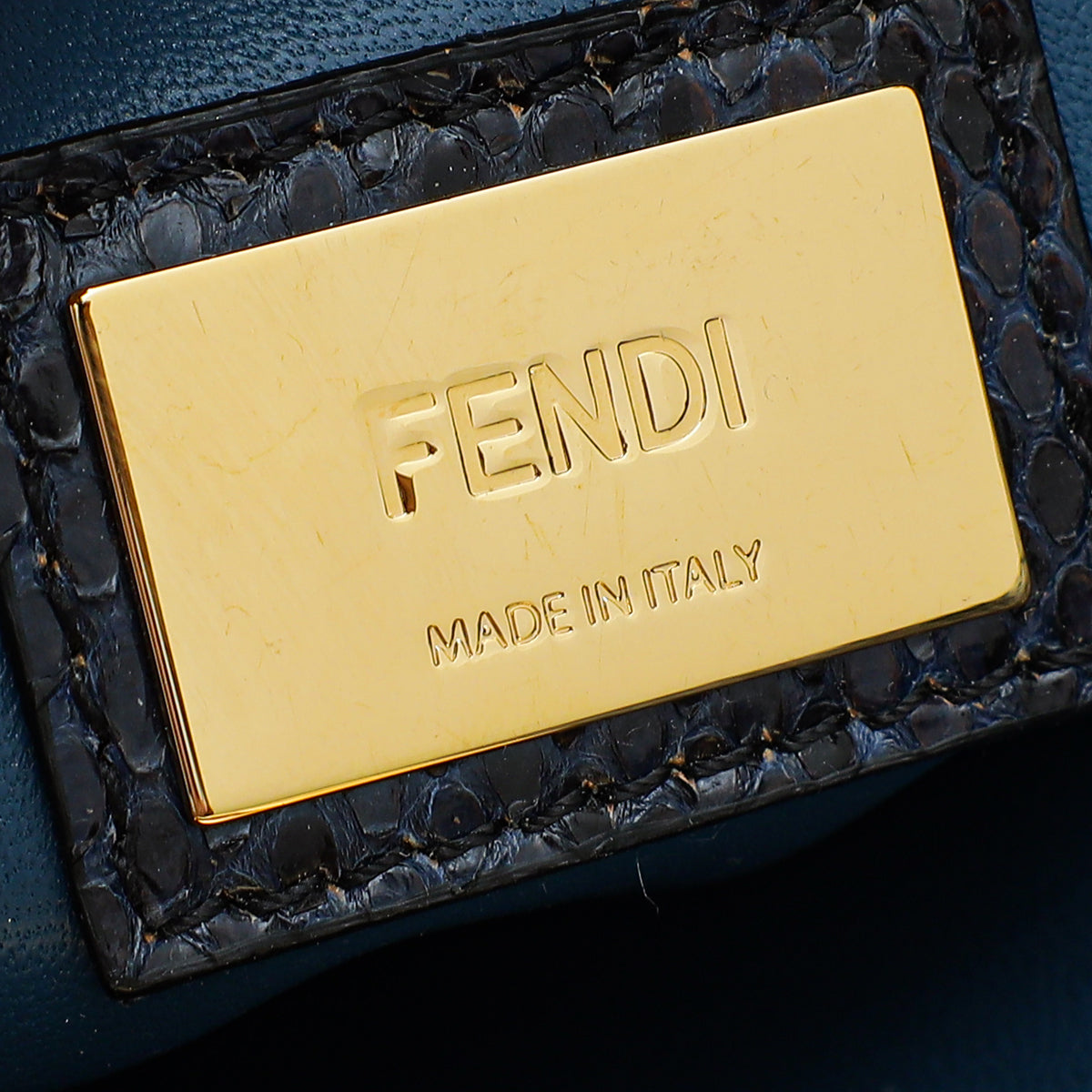 Fendi Blue Python Iconic Peekaboo Regular Bag