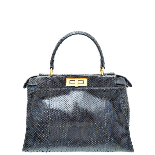 Fendi Blue Python Iconic Peekaboo Regular Bag